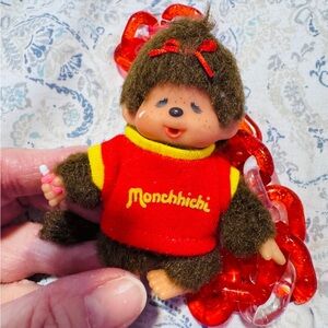 ♥️sold♥️ Monchichi keychain bag charm crystal candy wristlet